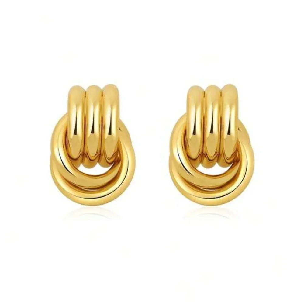 Triple Hoop Drop Earrings | 18K Gold Filled